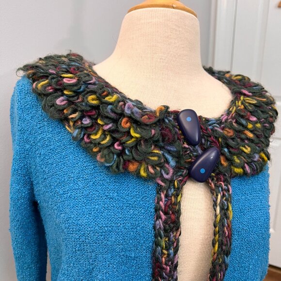 Philip Jane Gordon “ADIEU” Artsy Shag Colorful Sweater Sz S - Picture 2 of 12